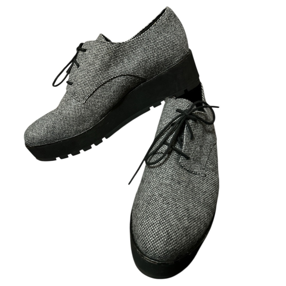 Eileen Fisher Eddy Platform Shoes Black/Gray Tweed Lace-Up Women’s Size 10 - Picture 4 of 7